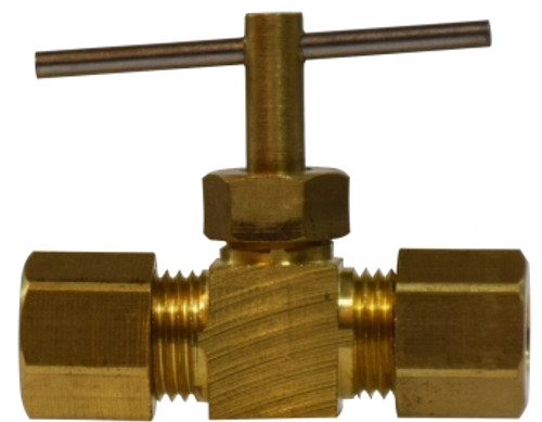 Midland Metal 46021 Needle Valve, 1/4 in Nominal, Compression, 150 psi Pressure, Brass Body