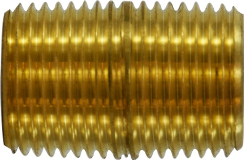 LF Close Nipple 1/4 X CLOSE YELLOW BRASS NIPPLE AB1953 - 28132LF