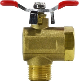 Midland Metal 947113 90 deg Right Angle Ball Valve, 1/2 in Nominal, FPT x MPT, 250 psi Pressure