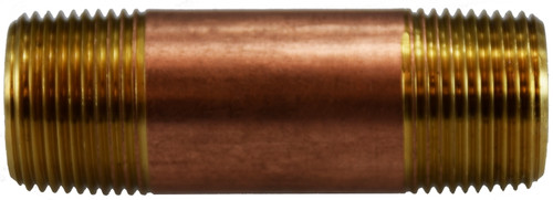 Brass Nipple 3/4 Diameter 3/4 X 1-1/2 RED BRASS NIPPLE - 40081