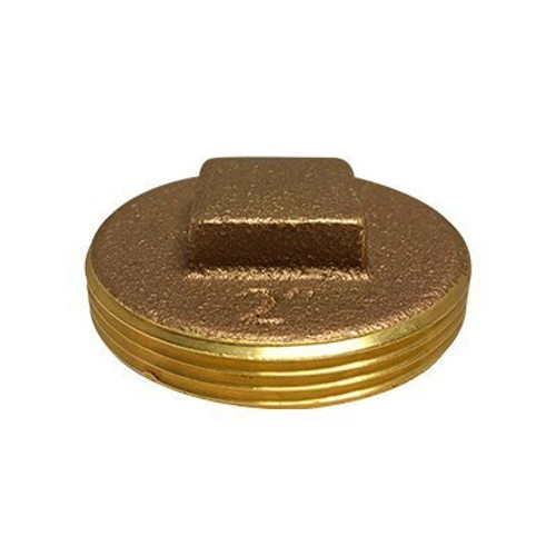 Midland Metal 970305 Raised Head Cleanout Plug, 4 in MPT, Brass