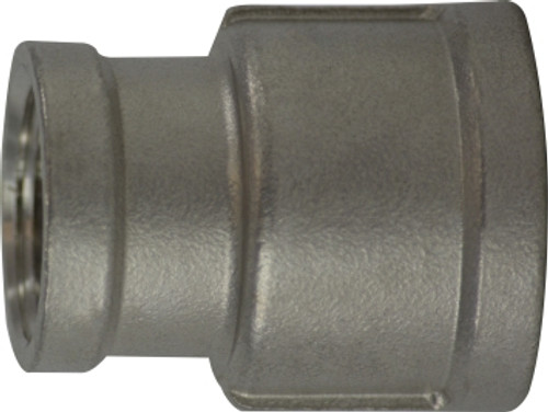 Midland Metal 63446 Reducing Coupling, 1-1/4 in FPT x 1 in FPT, Stainless Steel, 150 lb
