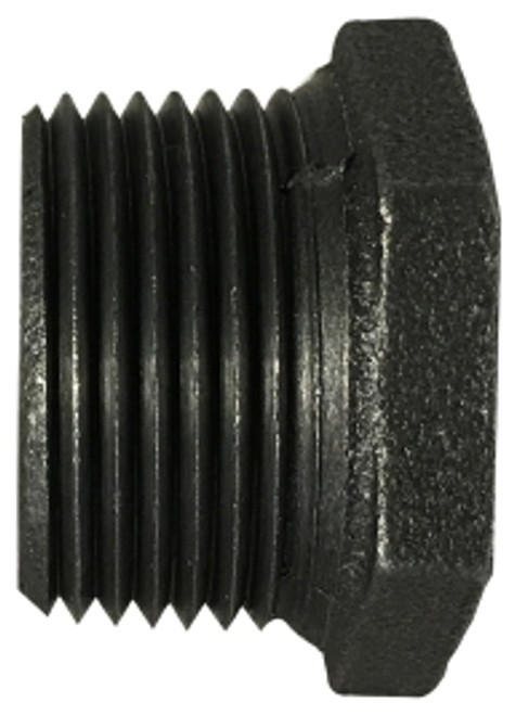 Midland Metal 65531 Reducer Hex Bushing, 2 in MPT x 1-1/2 in FPT, Iron, Black