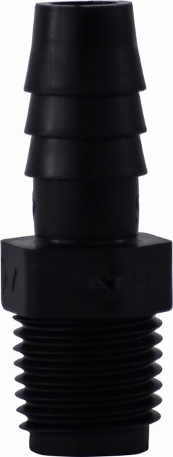 Male Adapter Hose ID x MIP 1/4 X 1/8 HB X MIP BLK POLY ADPT - 33004B