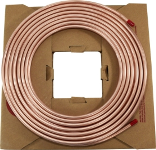 Midland Metal 972181 Refrigeration Tubing, Copper, 0.128 in ID, 3/16 in OD, 50 ft L, 0.03 in Thick Wall