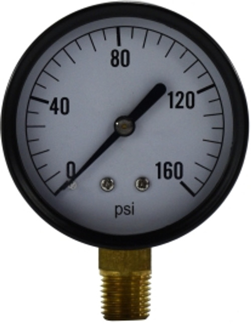 Standard Dry Gauge 2-1/2 Face 1/4 Lower Mount 2 1/2"  0-200psi  1/4" LM - 80036