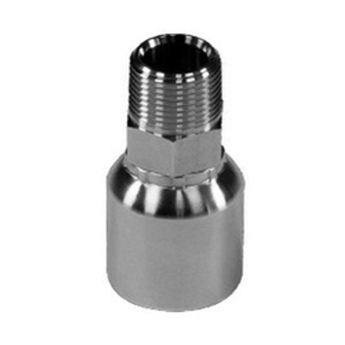 Stainless Adapters 43 Series SS43-12-12MP Crimp Hose Straight Rigid Adapter, 3/4 in Hose x 3/4 in MNPT, Stainless Steel