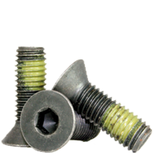 #4-40 x 1/2" Flat Head Socket Cap Screws, Thermal Black Oxide, Nylon-Patch, Coarse, Fully Threaded, Alloy Steel, Qty 100