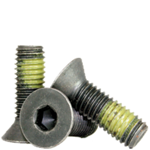 1/4"-20 x 5/8" Flat Head Socket Cap Screws, Thermal Black Oxide, Nylon-Patch, Coarse, Fully Threaded, Alloy Steel, Qty 100