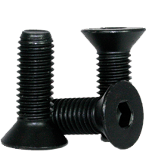 M14-2.00 x 60 mm Flat Head Socket Cap Screws, Thermal Black Oxide, Class 12.9, Coarse, Partially Threaded, Alloy Steel, DIN 7991, Qty 50