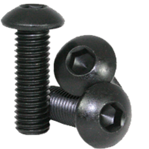#10-32 x 1/2" Button Head Socket Cap Screws, Thermal Black Oxide, Fine, Fully Threaded, Alloy Steel, Qty 100