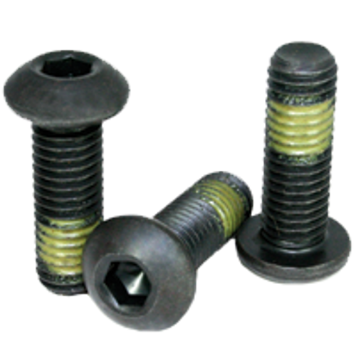 #8-32 x 3/8" Button Head Socket Cap Screws, Thermal Black Oxide, Nylon-Patch, Coarse, Fully Threaded, Alloy Steel, Qty 100