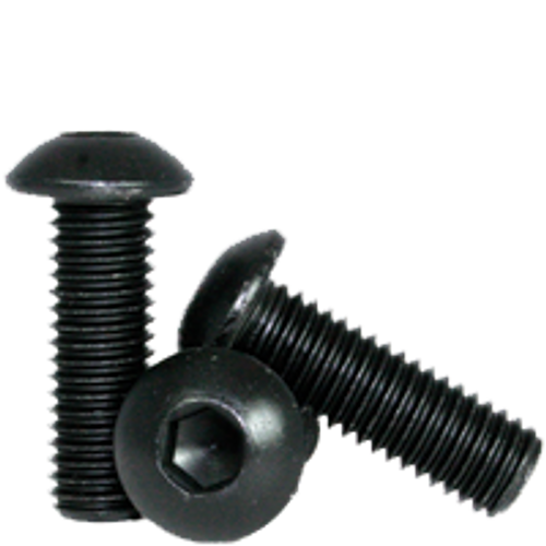 M8-1.25 x 30 mm Button Head Socket Cap Screws, Thermal Black Oxide, Class 12.9, Coarse, Fully Threaded, Alloy Steel, ISO 7380, Qty 100