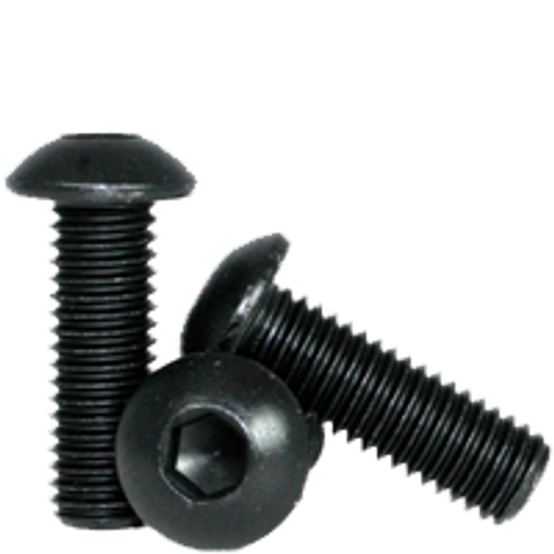 M2-0.40 x 5 mm Button Head Socket Cap Screws, Thermal Black Oxide, Class 12.9, Coarse, Fully Threaded, Alloy Steel, ISO 7380, Qty 100
