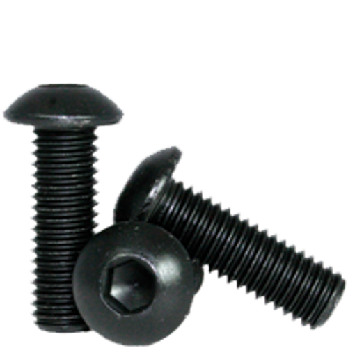 M4-0.70 x 6 mm Button Head Socket Cap Screws, Thermal Black Oxide, Class 12.9, Coarse, Fully Threaded, Alloy Steel, ISO 7380, Qty 100