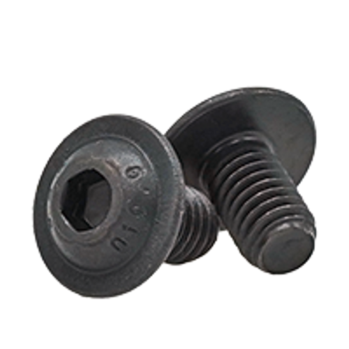 M8-1.25 x 25 mm Button Head Socket Cap Screws, Flange, Thermal Black Oxide, Class 10.9, Coarse, Fully Threaded, Alloy Steel, Qty 100