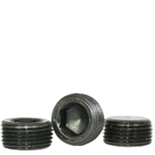 1/2"-14 Pipe Plugs, Black Oxide, Alloy Steel, Flush-Seal, 7/8" Taper, Qty 50