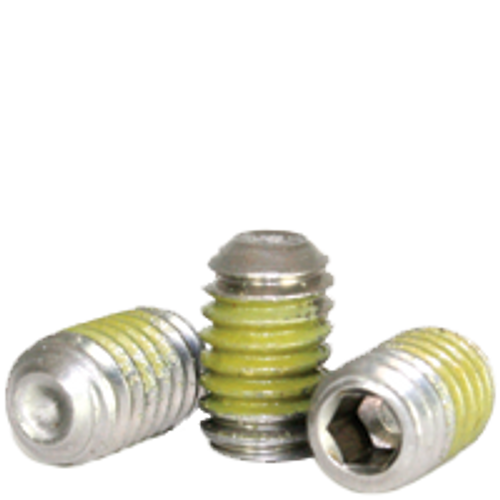 #10-32 x 5/8" Cup Point Socket Set Screws, 18-8 Stainless Steel, Nylon-Patch, Grade A2, Fine, Qty 100