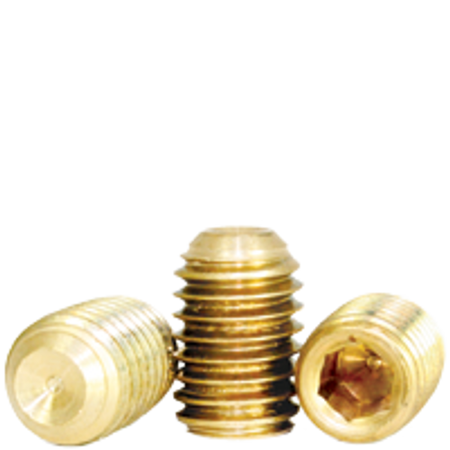 #6-32 x 1/4" Cup Point Socket Set Screws, Brass, Coarse, Qty 100