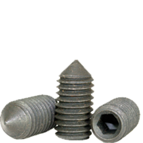 #4-40 x 5/16" Socket Set Screws, Non-Standard, Cone Point, Thermal Black Oxide, Coarse, Alloy Steel, Qty 100
