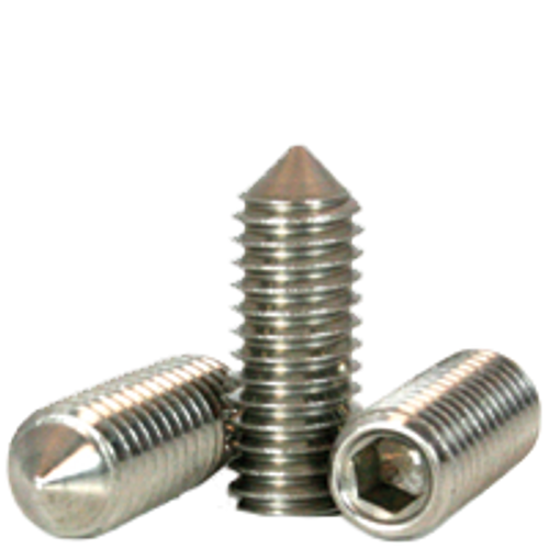 #4-40 x 1/8" Socket Set Screws, Cone Point, 18-8 Stainless Steel, Coarse, Qty 100