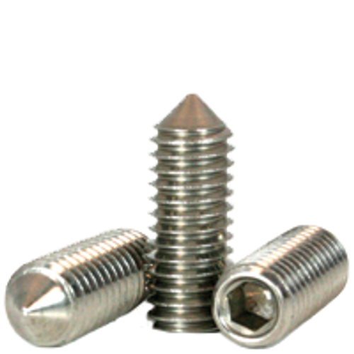 #8-32 x 1/8" Socket Set Screws, Cone Point, 18-8 Stainless Steel, Coarse, Qty 100