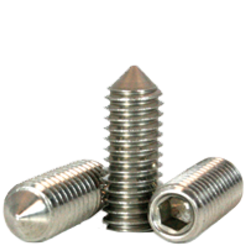 #8-32 x 3/16" Socket Set Screws, Cone Point, 18-8 Stainless Steel, Coarse, Qty 100