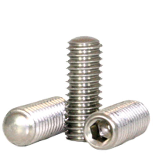 1/4"-20 x 1/2" Socket Set Screws, Oval Point, 18-8 Stainless Steel, Coarse, Qty 100