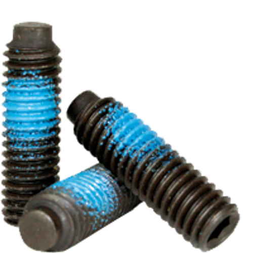 1/4"-20 x 3/8" Socket Set Screw, 1/2 Dog Point, Thermal Black Oxide, Nylon-Patch, Coarse, Alloy Steel, Qty 100