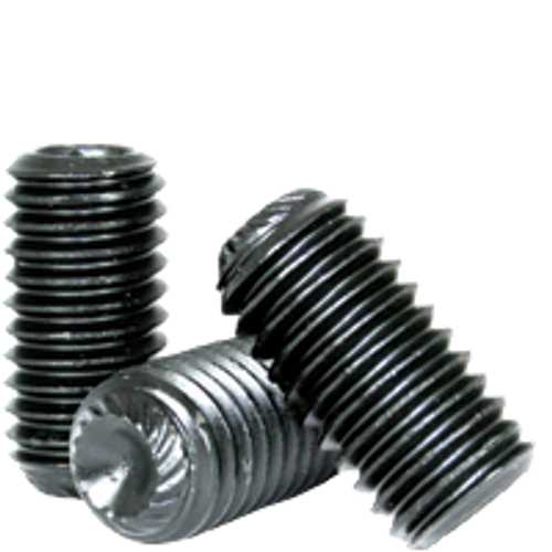 #6-32 x 1/8" Knurled Cup Point Socket Set Screws, Thermal Black Oxide, Coarse, Alloy Steel, Qty 100