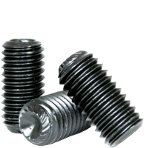 5/8"-11 x 1" Knurled Cup Point Socket Set Screws, Thermal Black Oxide, Coarse, Alloy Steel, Qty 50