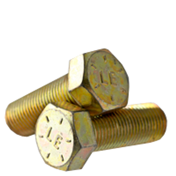 1"-14 x 3 1/2" Hex Cap Screws, Zinc-Yellow Cr+3 Bake, Grade 8, Fine, Partially Threaded, (USA), Qty 10