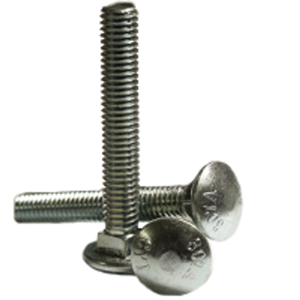 1/4"-20 x 5 1/2" Carriage Bolts, Zinc Cr+3, Grade A, Fully Threaded, A307, Qty 50