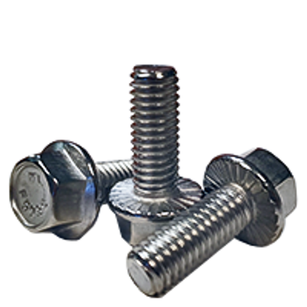 1/4"-20x1/2",(FT) INCH STAINLESS 18-8 HEX HEAD SERRATED FLANGE SCREW WITH WAX, Qty 100