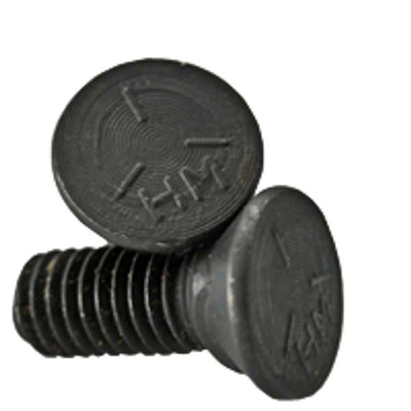 3/8"-16 x 1 1/4" No.3 Head Plow Bolts, Grade 5, Fully Threaded, Plain, Qty 100