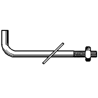 3/8" x 6" x 1 1/4" x 1 3/4" L-Shaped Anchor Bolt w/ Nut & Washer, Plain Finish, Qty 25