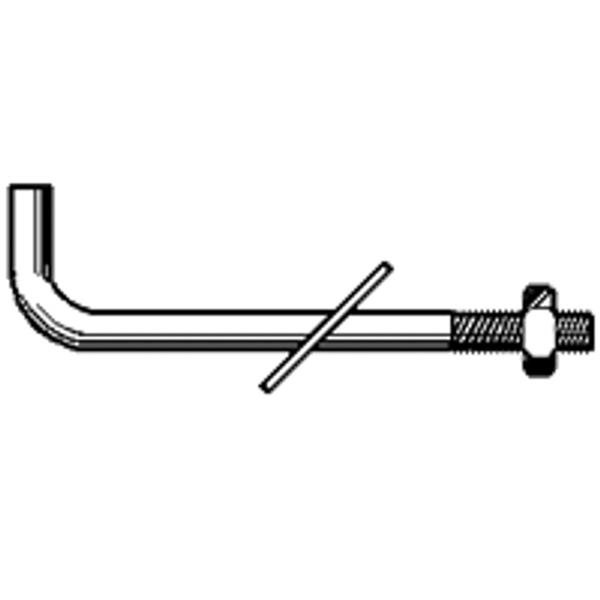 5/8" x 10" x 2" x 3" L-Shaped Anchor Bolt w/ Nut & Washer, Plain, Qty 15