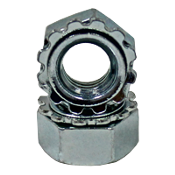 M4-0.70 Lock Nuts, External Tooth K-Lock, Zinc Cr+3, Class 8, Qty 1200