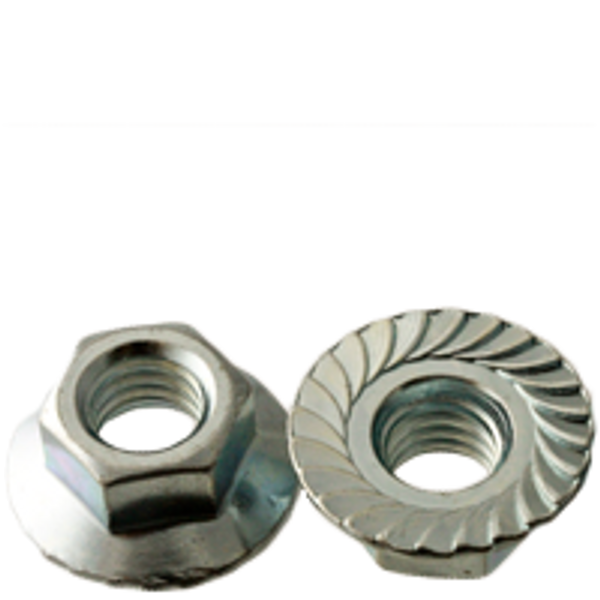 1/2"-20 HEX FLANGE NUTS SERRATED FINE CASE HARDENED ZINC CR+3 , Qty 100