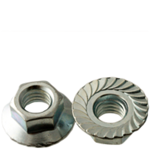7/16"-20  HEX FLANGE NUTS SERRATED FINE CASE HARDENED ZINC CR+3 , Qty 100