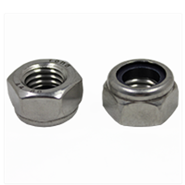 M6-1.00 Nylon Insert Lock Nuts, Stainless Steel A4-80, Coarse, DIN 985, Qty 100