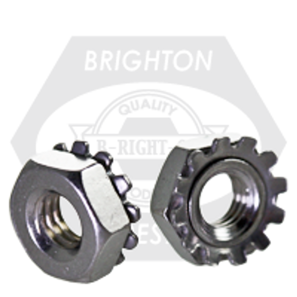 #4-40 Keps Lock Hex Lock Nuts, w/ 400 Series External Tooth Washer, 18-8 Stainless Steel, Coarse, Qty 100