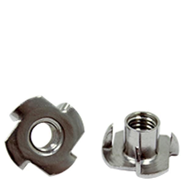 5/16" - 18 x 3/8", 4 Prong STAINLESS STEEL 18-8 TEE NUT (prongs & Barrel Length), Qty 100