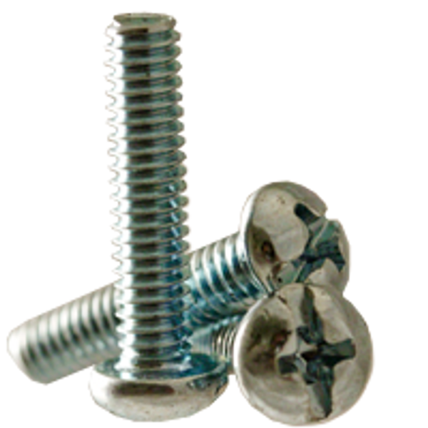 #10-24 x 1/2" Machine Screws, Phillips/Slotted Combo Round Head, Zinc Cr+3, Fully Threaded, Qty 100