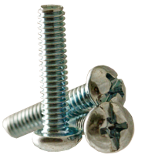 #10-24 x 3/4" Machine Screws, Phillips/Slotted Combo Round Head, Zinc Cr+3, Fully Threaded, Qty 100