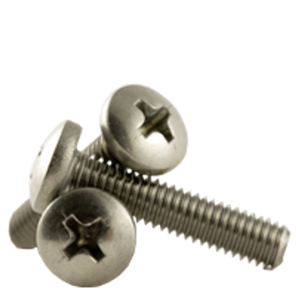 #6-32 x 1/2" Machine Screws, Phillips Pan Head, 18-8 Stainless Steel, Coarse, Fully Threaded, Qty 1000