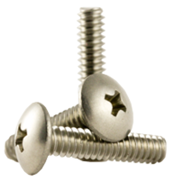 #4-40 x 3/4" Machine Screws, Phillips Truss Head, 18-8 Stainless Steel, Coarse, Fully Threaded, Qty 1000