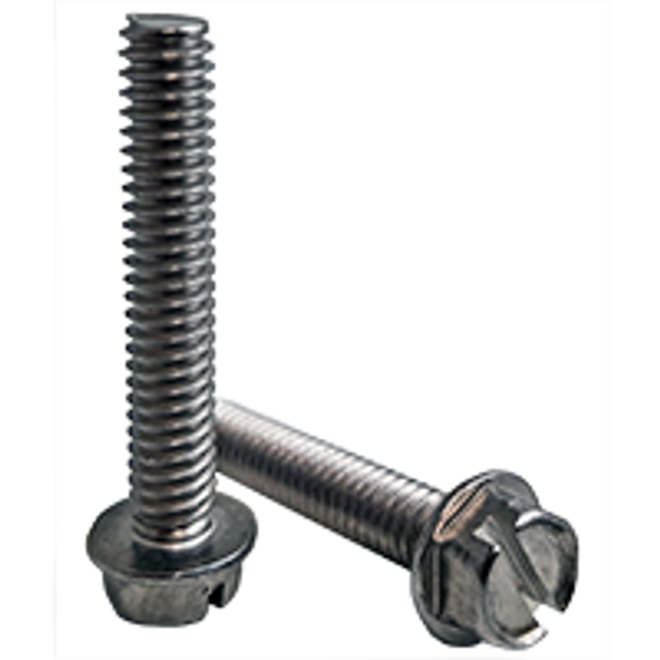#10-24x1",(FT) INDENT HWH SLOT MACHINE SCREW SLOTTED INDENT HEX WASHERHEAD STAINLESS A2 (18-8), Qty 100