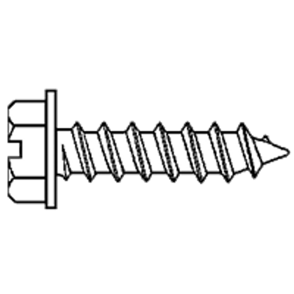 #6-18x 1 1/2" Self-Tapping Screws, Slotted Indent Hex Washer Head, 304 Stainless Steel, Type A, Fully Threaded, Qty 1000