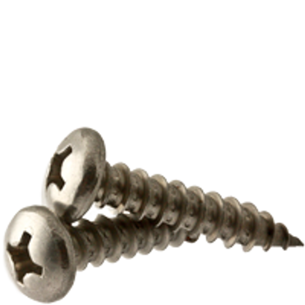 #4 x 1/2" Self-Tapping Screws, Phillips Pan Head, Type A, 18-8 Stainless Steel, Fully Threaded, Qty 1000